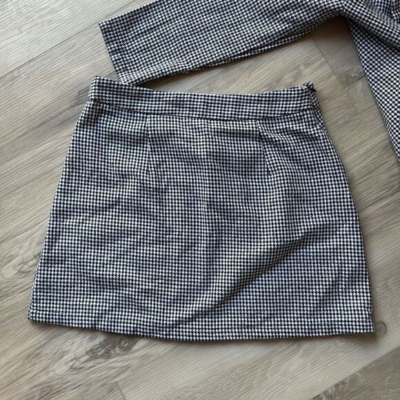 Black & White Checkered Suit Jacket & Matching Skirt Set professional Size Large - Picture 4 of 9